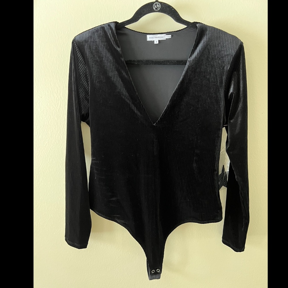 Good American Velvet V-Neck Bodysuit | 4 (XL)